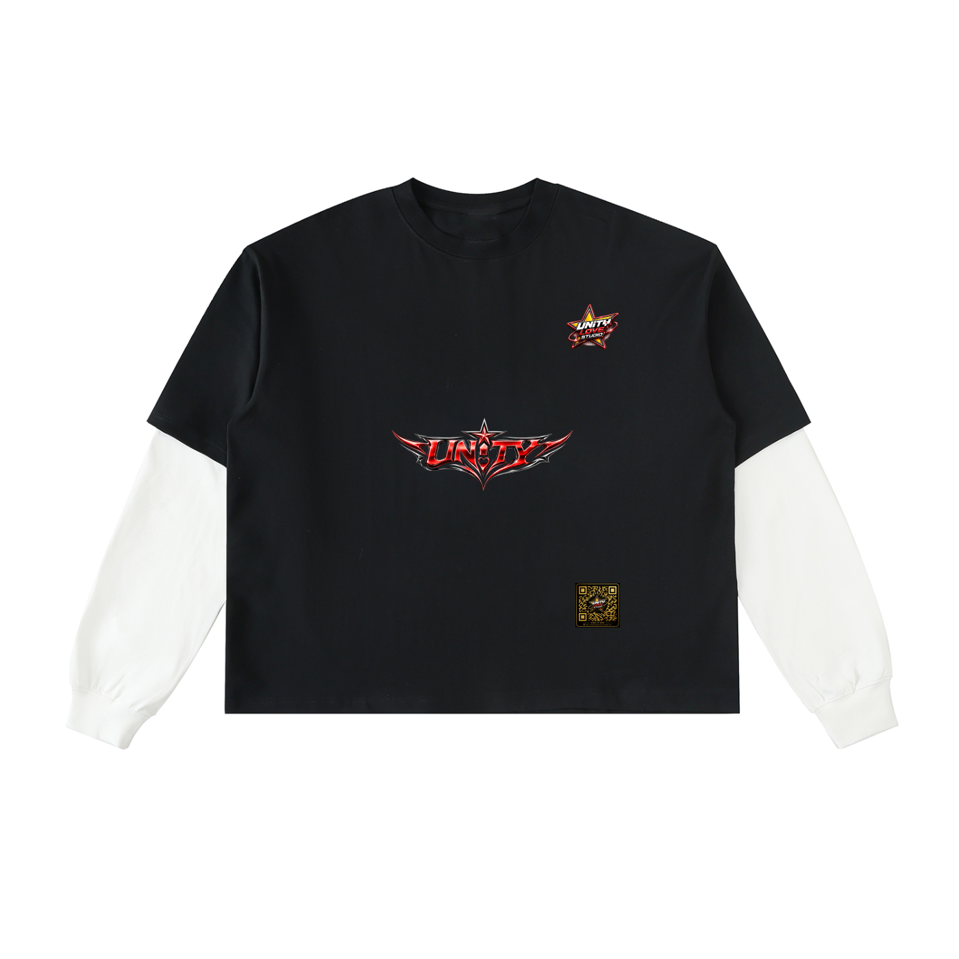 Layered Contrast Sleeve Cotton T-Shirt