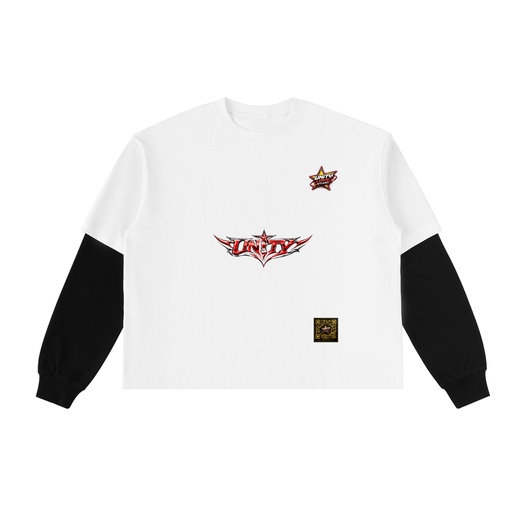 Layered Contrast Sleeve Cotton T-Shirt