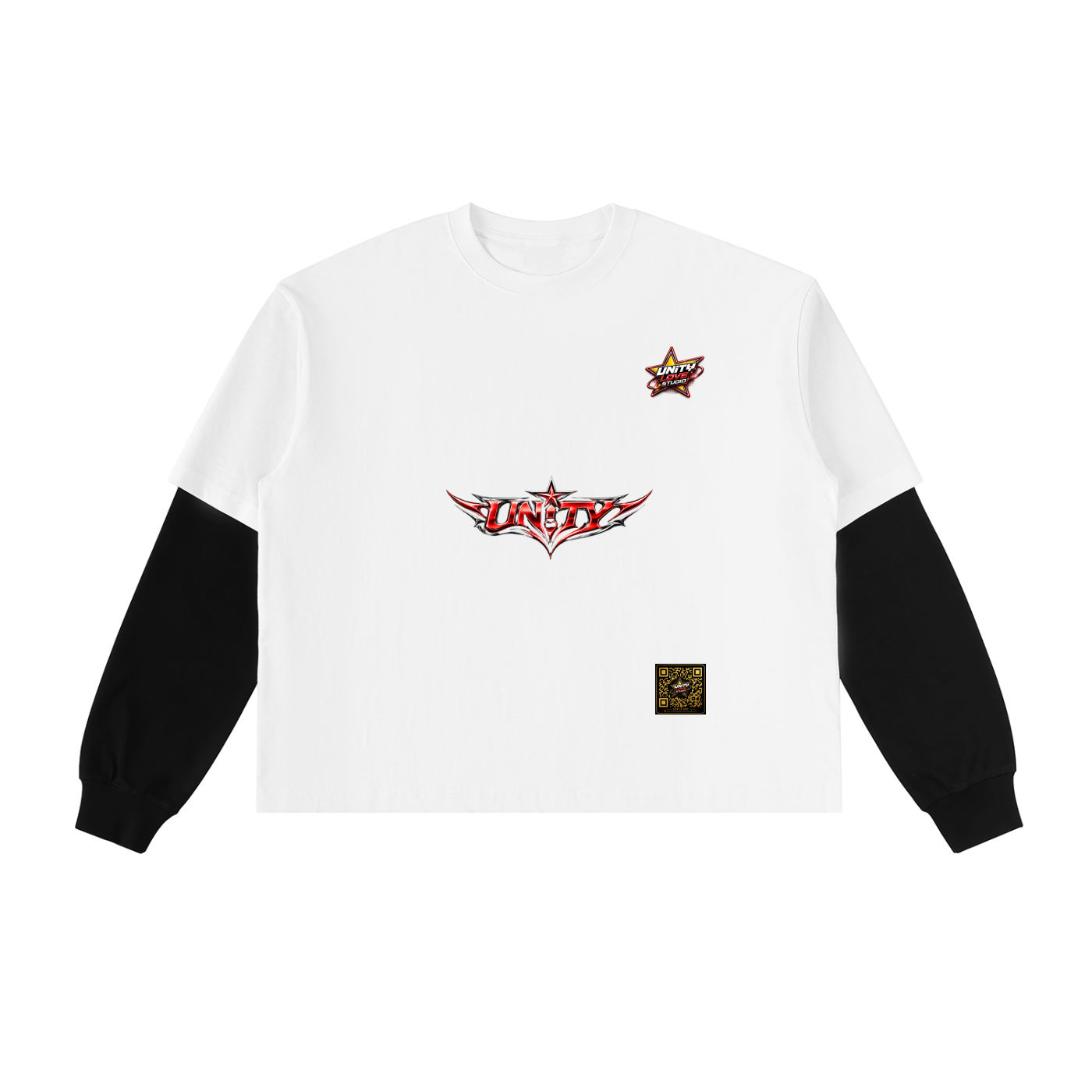 Layered Contrast Sleeve Cotton T-Shirt