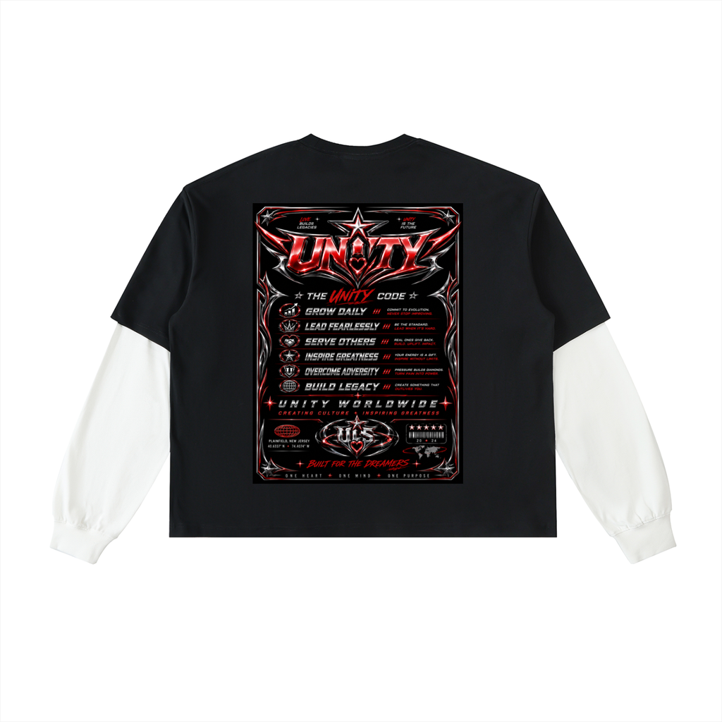 Layered Contrast Sleeve Cotton T-Shirt